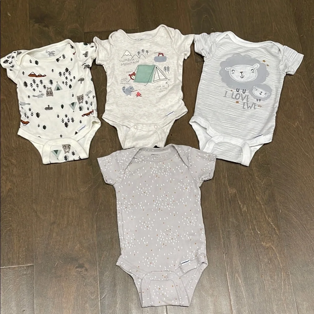 Gerber 4Pc Baby Onesie NB-3M
